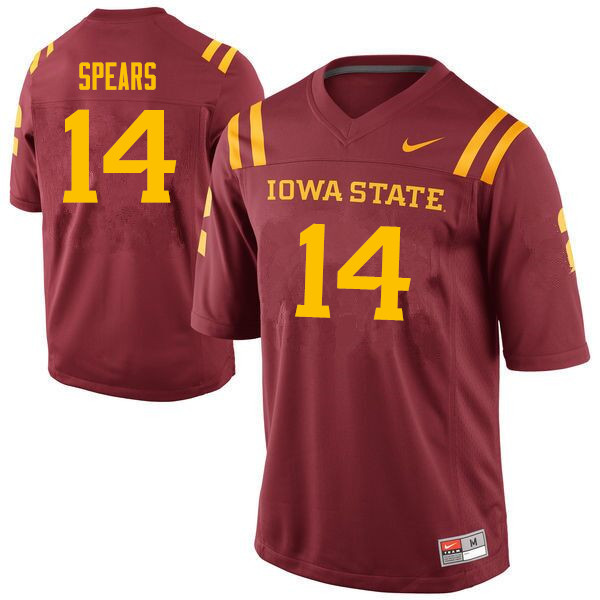 Men #14 Tory Spears Iowa State Cyclones College Football Jerseys Sale-Cardinal - Click Image to Close